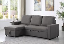 Corner Sofa Bed in Grey, with Hidden Storage and Reversible Chaise. Now With Poc