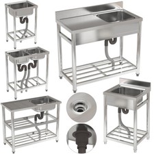 Catering Sink Commercial Kitchen Stainless Steel Single Double Bowl Drainer Unit