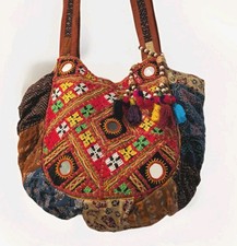 Mirror Patchwork shopper Zip handbag bag colourful hippy boho Indian ethnic