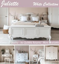 Shabby Chic White Bedroom Furniture, French Bed Bedside Table Chest Of Drawers