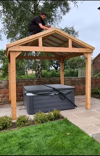 Wooden hot tub shelter - wooden,