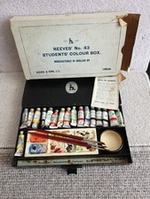 Reeves Vintage Watercolour Paint Set Students Colour Box No.43 Tubes Made In UK