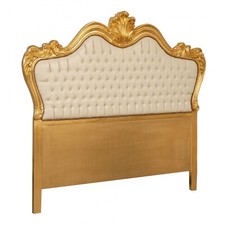 Headboard Double Bed Wooden Upholstered Baroque Style