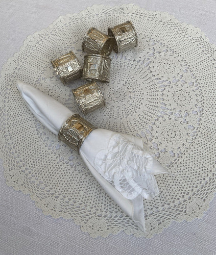 Silver plated napkin - silver, rings