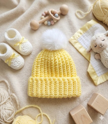 Hand crochet baby beanie - beanie, hat
