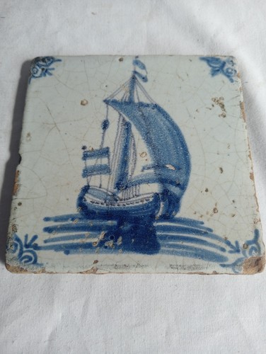 Antique delft tile fighting - antique,