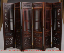 Collectibles Old Decorated Handwork Wood Hollow Out Carved Flower Screen Model