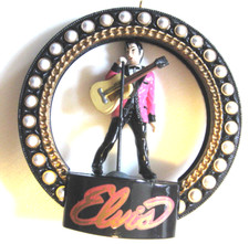 ELVIS PRESLEY ORNAMENT Statue Mic Guitar Spotlights 3D Rotates Hamilton 1991 NOS