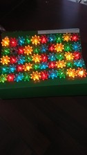 RARE VINTAGE  SET 50 WOOLWORTHS PETAL CHRISTMAS STRING LIGHTS&2 SPARE BULBS-NEW