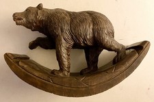 SUPERB ANTIQUE BLACK FOREST BEAR DESK BLOTTER HAND CARVED WOOD - c.1930’s