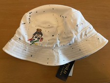 BNWT Polo Ralph Lauren Mens Embroidered Polo Bear Paint Splatter Bucket Hat L/XL