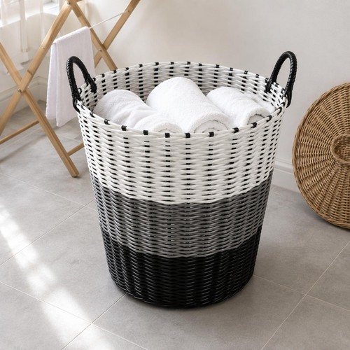 Woven laundry basket arched - laundry,