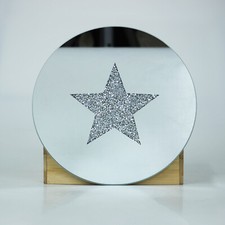 Diamante Crystal Heart Star Mirrored Glass Candle Plates Mug Coasters Placemats