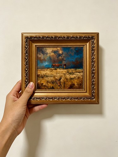 Cowboy with horse - cowboy, golden