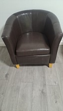 brown Faux leather tub chair