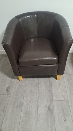 Brown faux leather tub chair - brown,