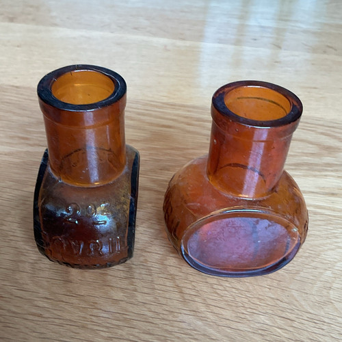Bovril amber glass embossed - glass,