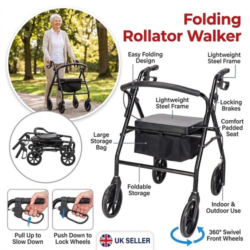 Foldable rollator walker - foldable,