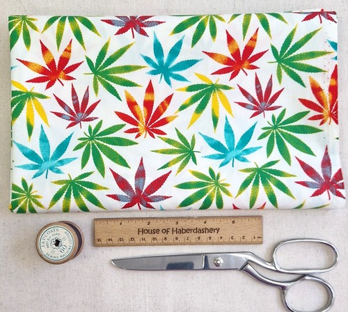 Fabric remnant bright weed - fabric, -bright