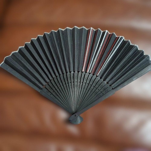 Black bamboo pattern fan - black,