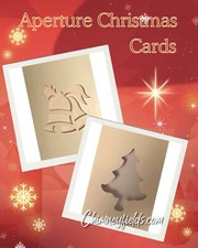 10 Cream Christmas Tree Or Festive Bells Aperture Tri-Fold Greeting Card Blanks
