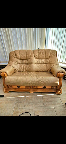 Seater leather wood sofa - seater,