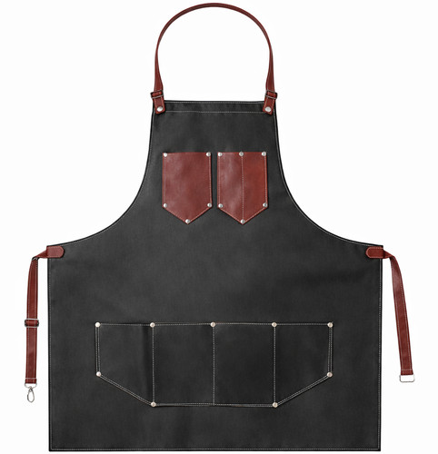 Salon barber black - black, leather