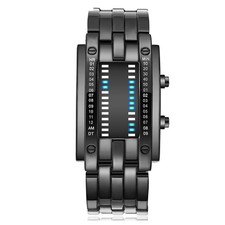 Binary Blue LED Digital Watch Men Women Cclassic Fashionable Future Techn