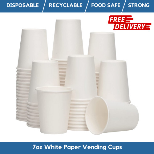 7oz white paper vending cups - vending,