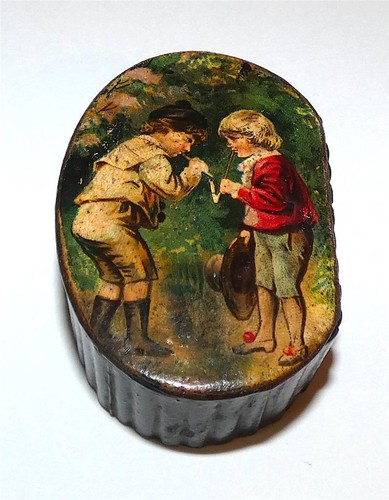 19thc papier mache snuff box - papier,