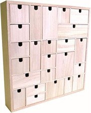 Wooden Advent Calendar to Decorate, Geometric Design, 40x40x6.5cm, Craft DIY