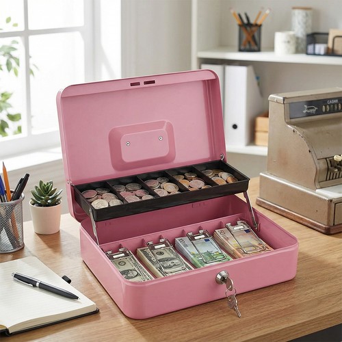 Lockable metal cash box with - metal,