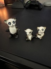 Three, Vintage, 1960s, Beauty Ware, Fairylite, Porcelain, Panda Bear Figurines