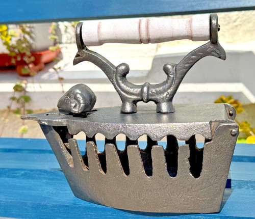 Antique cast iron charcoal box - cast,