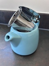 🫖 Light Blue Ceramic Stump Teapot 18oz/530ml & Stainless Steel Infuser  BN🩵