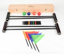 Royal York Croquet Set in Wooden Box – 4 Mallets, Balls, Hoops, Stakes & Trophy