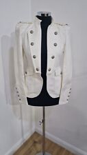Zara white military jacket size S tail coat nautical military BNWOT denim feel 