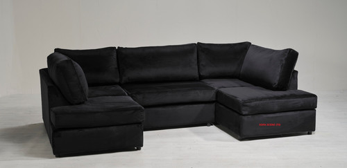 Black plush velvet high back - plush, u