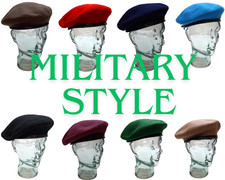 Army Beret Cap Military Style Wool Berret Hat Assorted Sizes and Colours