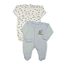 Baby Boys Sleepsuits 2 Pack Long Sleeve, Rocket Design, 6-9 Months, Blue, Cotton