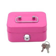 Metal Cash Box Lockable Money Bank Deposit Steel Tin Security Safe Petty Key