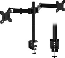 DOUBLE TWIN ARM DESK MOUNT BRACKET LCD COMPUTER MONITOR STAND 13”-32” SCREEN TV