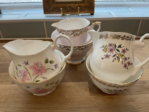 Mismatched bone china - china, sugar