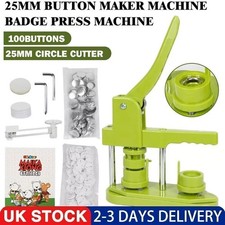 Button Maker Machine Badge Press Machine 25mm+100 Buttons+25mm Circle Cutter UK