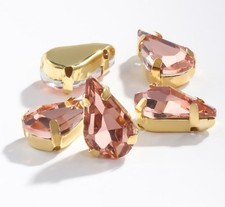 6x11mm Teardrop Sew on Rhinestones Flatback Crystal Glass,Gems Light Peach 20Pcs