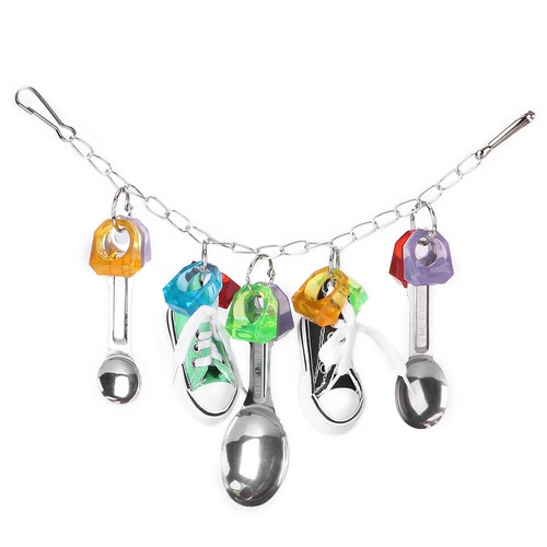 Colorful plastic bird chewing - colorful,