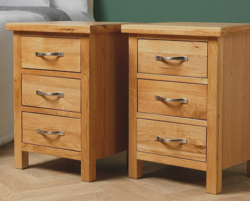 Oak drawer bedside cabinets - drawer,