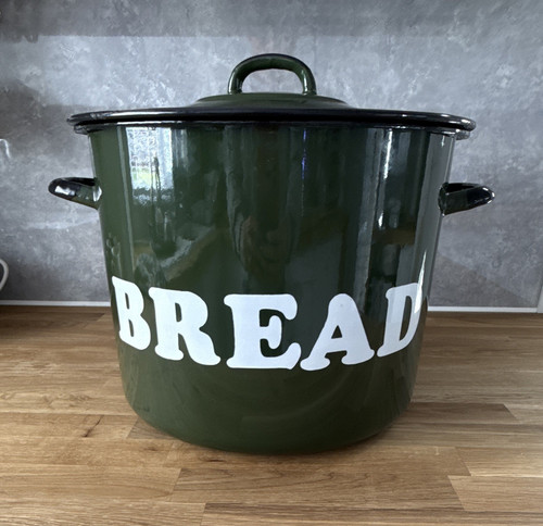 Green enamel round - round, bin