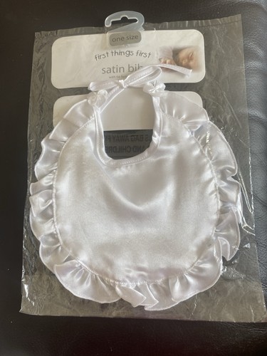 White baby satin bib for - satin,