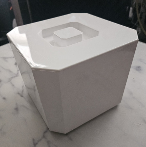 White plastic ice bucket - plastic,